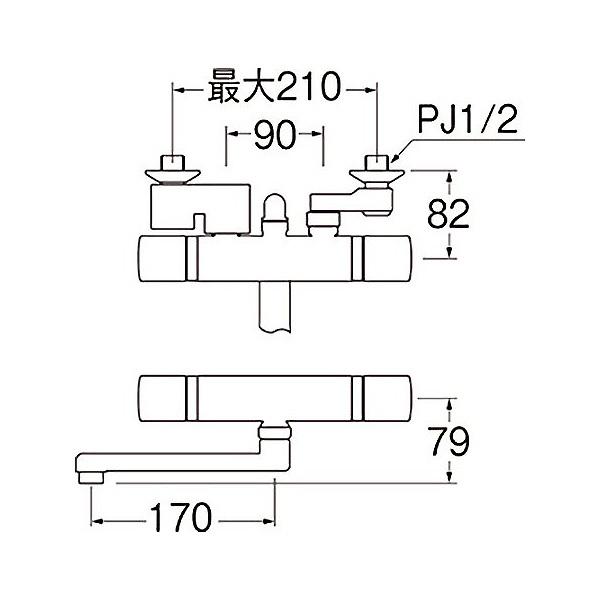 SANEI 壁付サーモスタットシャワー混合栓 寒冷地用 SK18520S9K-13 水栓
