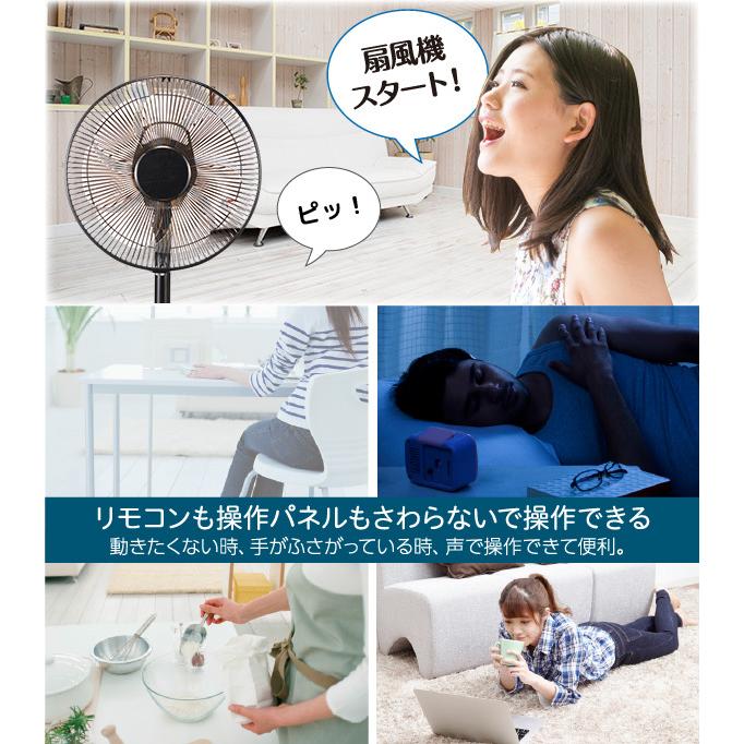 ユアサプライムス 音声操作 DCリビング扇風機 YT-DV3438CFR(K