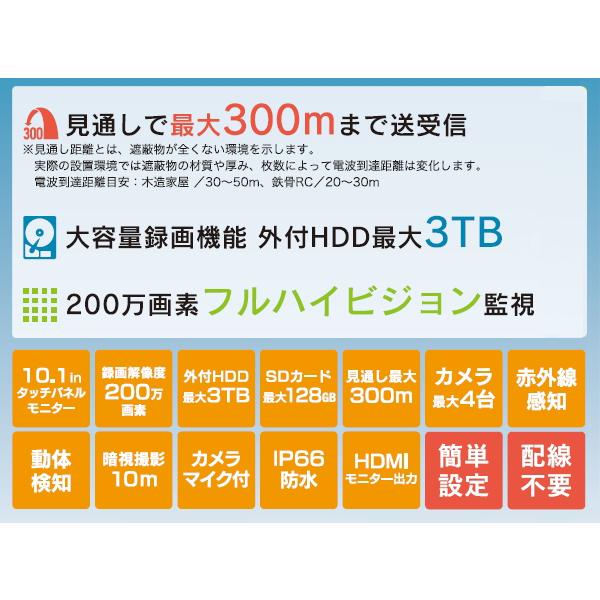 マザーツール ワイヤレスカメラモニターセット MT-WCM300 防犯 マザーツール ワイヤレスカメラモニターセット MT-WCM300 防犯