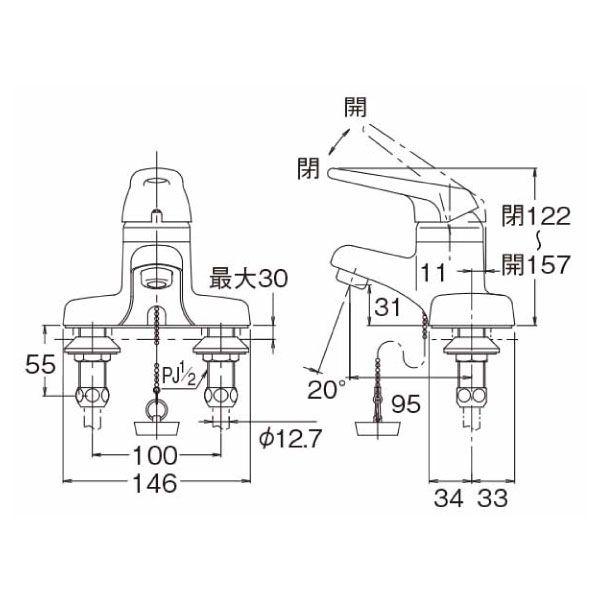 洗面台 蛇口 水栓 INAX LIXIL ングルレバー混合水栓　RLF-402N 寒冷地用_2