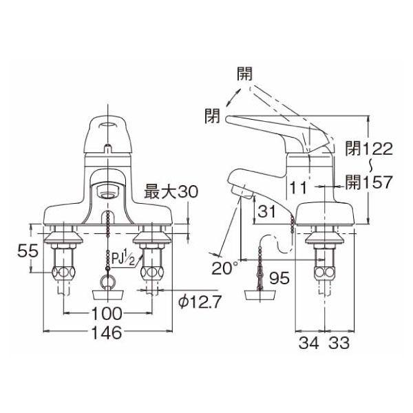 洗面台 蛇口 水栓 INAX LIXIL ングルレバー混合水栓　RLF-402N 寒冷地用｜yuasa-p｜03