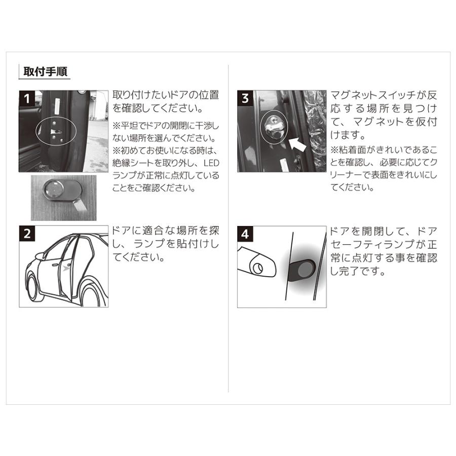 ドアが開いていることを知らせる 自動点灯タイプ LED ドアセーフティ