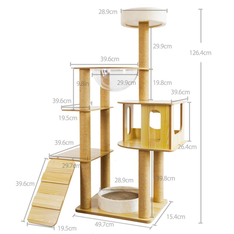 キャットタワー 猫タワー キャットタワー木製 大型猫  大きいハンモック二個付き キャットタワー据え置き 多機能 人気 省スペース  組み立て簡単｜yuchong-store｜02