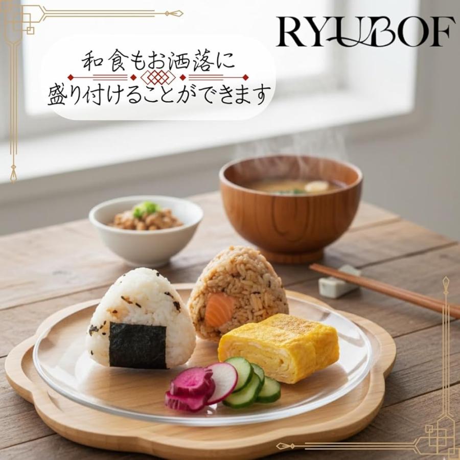 お盆 トレー 木製 おしゃれ 竹製 花形 北欧 和モダン 業務用 家庭用 3