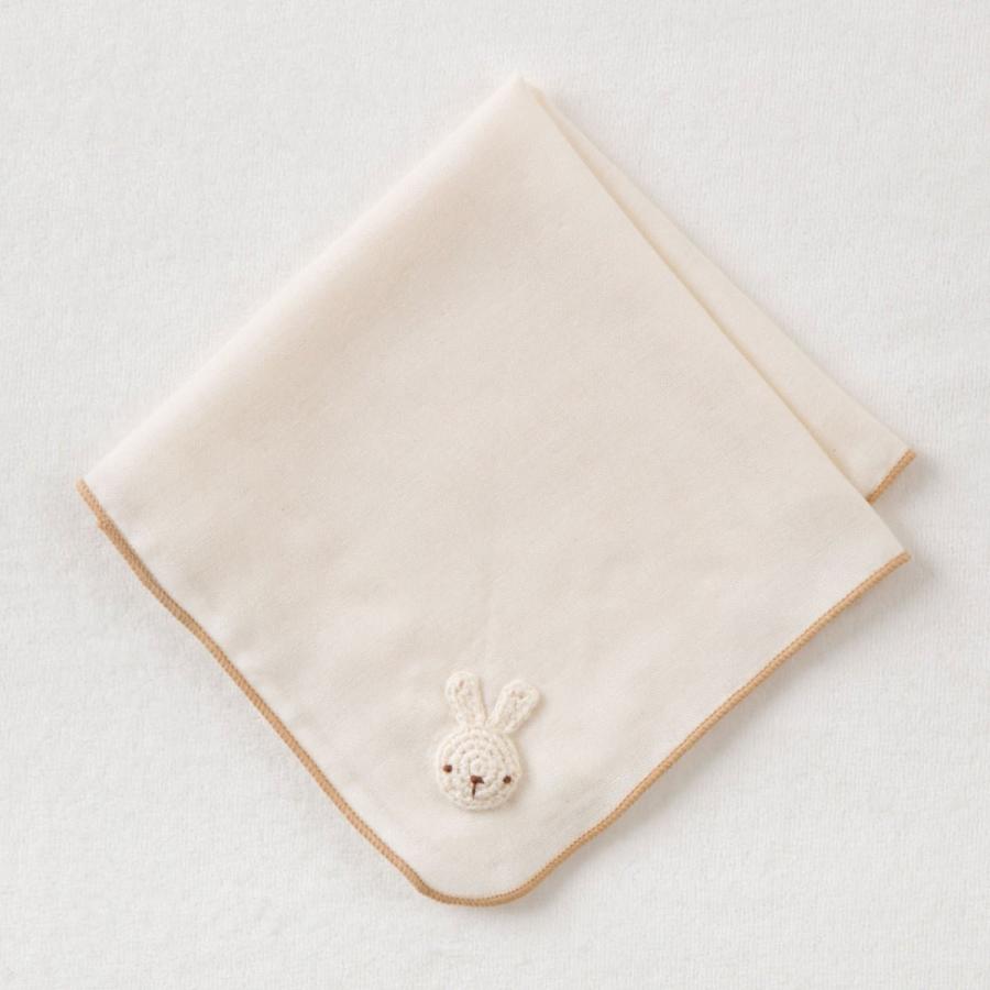 Amorosa mamma ガーゼハンカチ/手編みモチーフ/うさぎ/オーガニックコットン/日本製/出産祝い/ギフト/男の子/女の子/喜ばれるプレゼント/人気/安心安全 | アモローサ