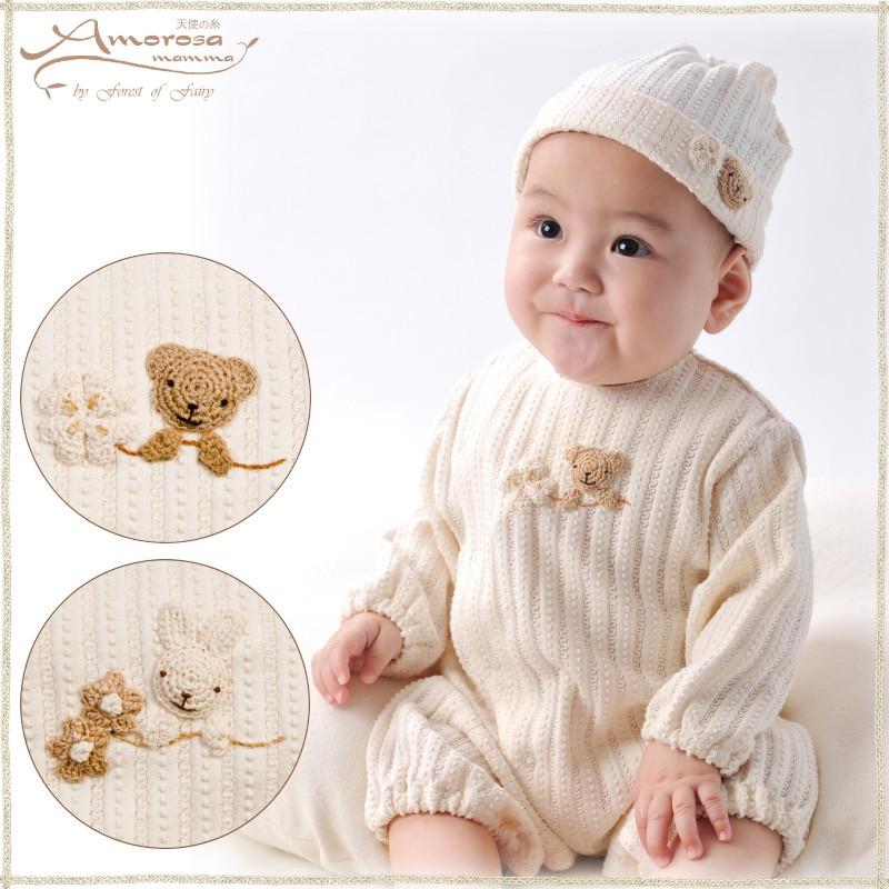 オーガニックコットン★2Wayロンパース★カバーオール★ベビードレス★新生児〜半年★日本製/出産祝い/ギフト/男の子/女の子/喜ばれるプレゼント/人気 | アモローサ