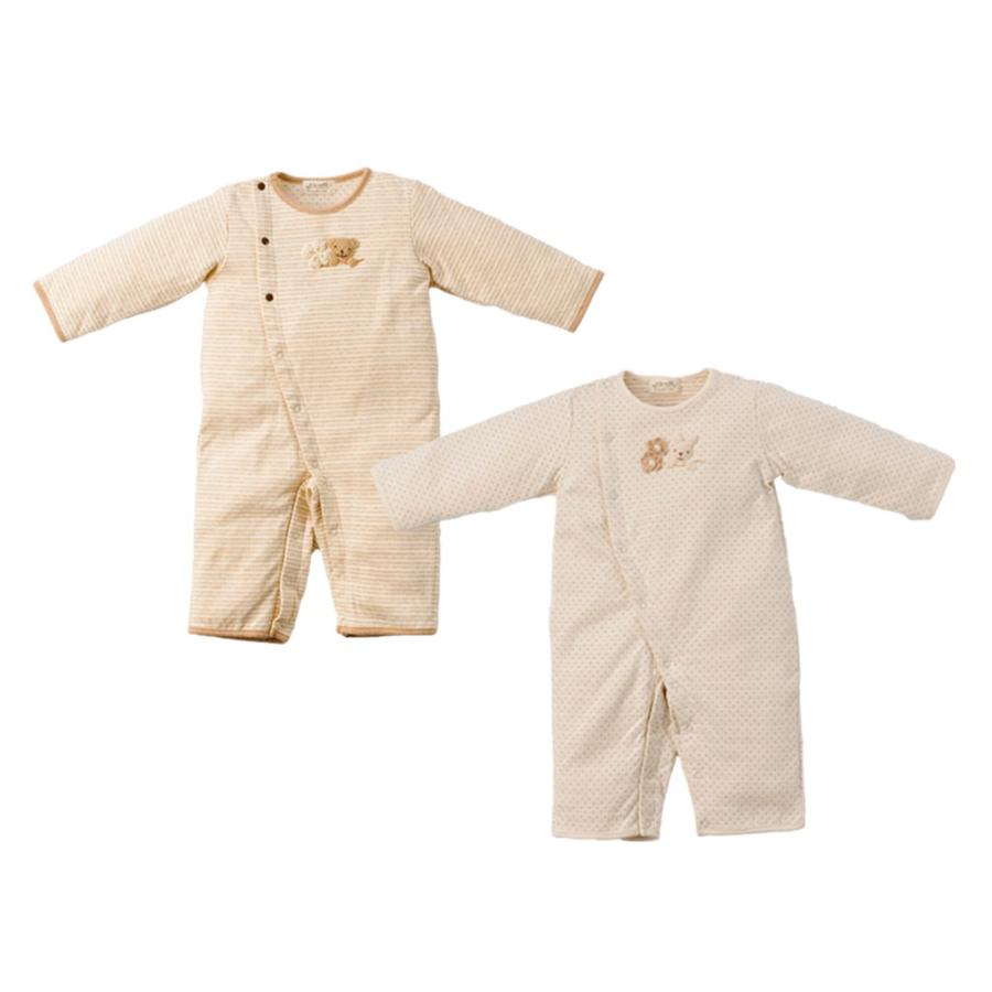 オーガニックコットン★ドットボーダー2Wayロンパース★カバーオール★くま★新生児〜半年★日本製/出産祝い/ギフト/男の子/女の子/喜ばれるプレゼント | アモローサ | 02