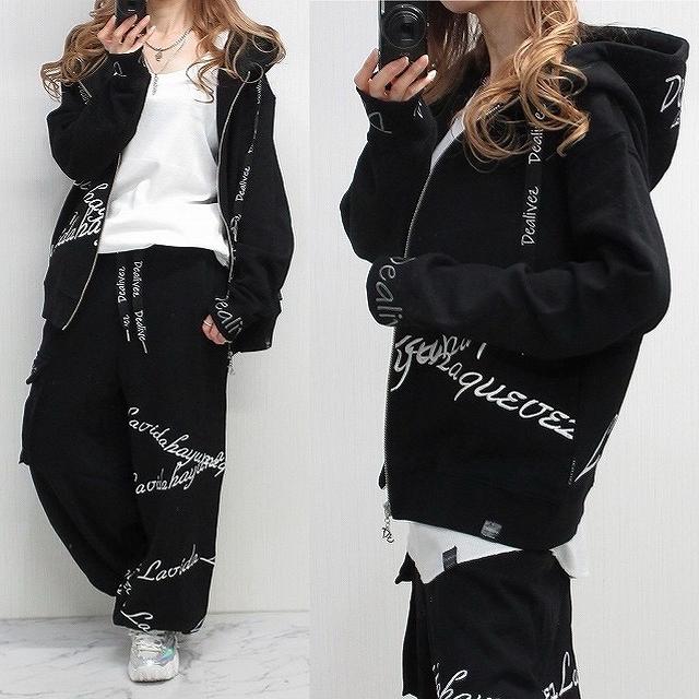 Dealivez クロスチェーン ALL刺繍 ZIPパーカー チャーム付 BIGフード