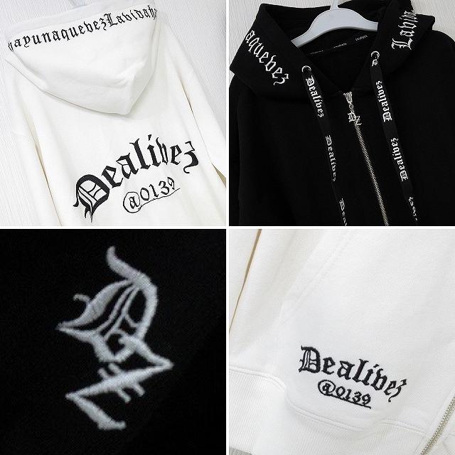 Dealivez Black Letter ALL刺繍 ZIPパーカー チャーム付 BIG Dealivez Black Letter ALL刺繍 ZIPパーカー チャーム付 BIG