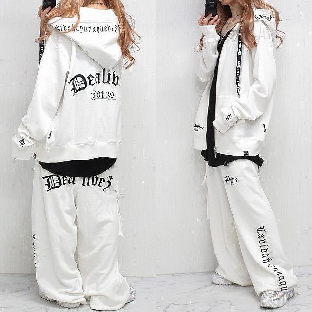 Dealivez Black Letter ALL刺繍 ZIPパーカー チャーム付 BIG Dealivez Black Letter ALL刺繍 ZIPパーカー チャーム付 BIG