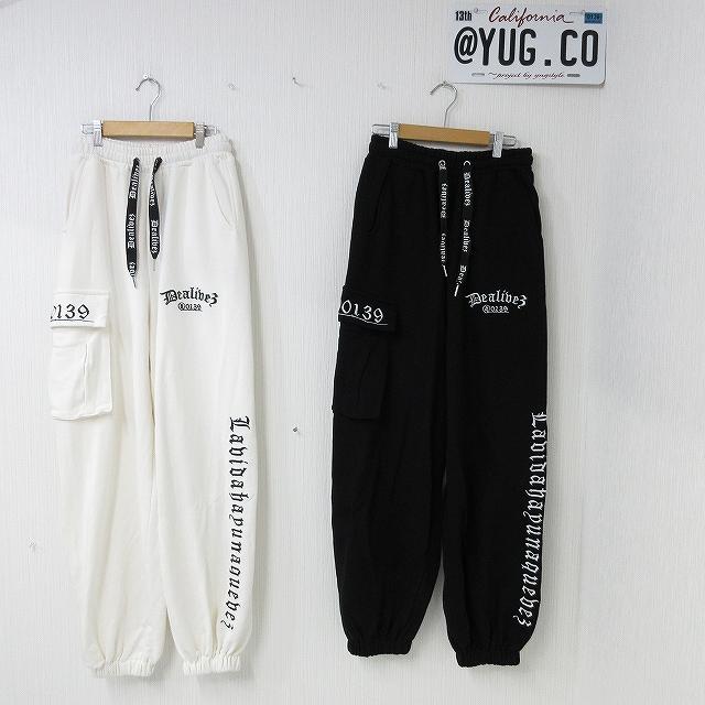 Dealivez Black Letter ALL刺繍 HIPロゴ 立体カーゴポケット付 Dealivez Black Letter ALL刺繍 HIPロゴ 立体カーゴポケット付