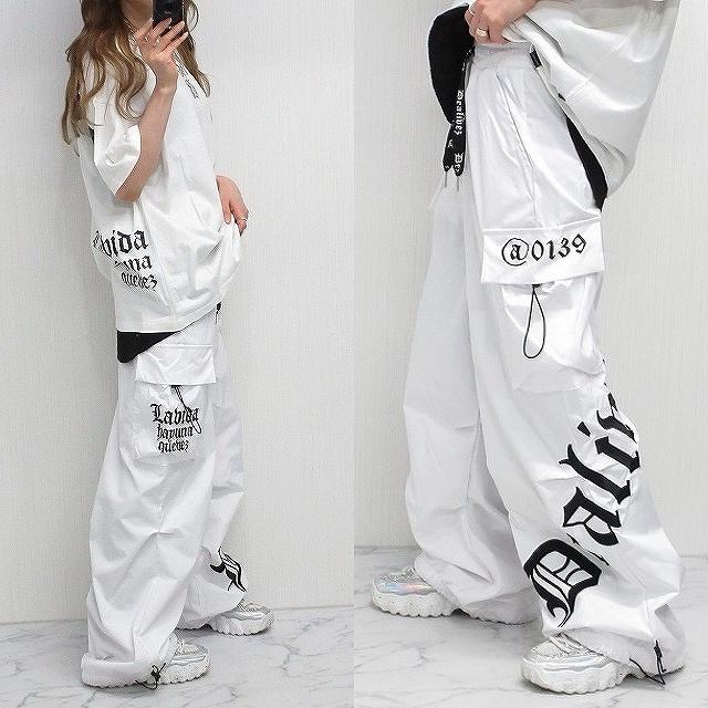 Dealivez Black Letter 斜めロゴ カーゴパンツ ALL刺繍 Wide ワイド