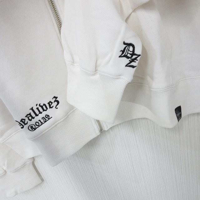 Dealivez Black Letter ZIPパーカー クリア刺繍 チャーム付 BIGフード