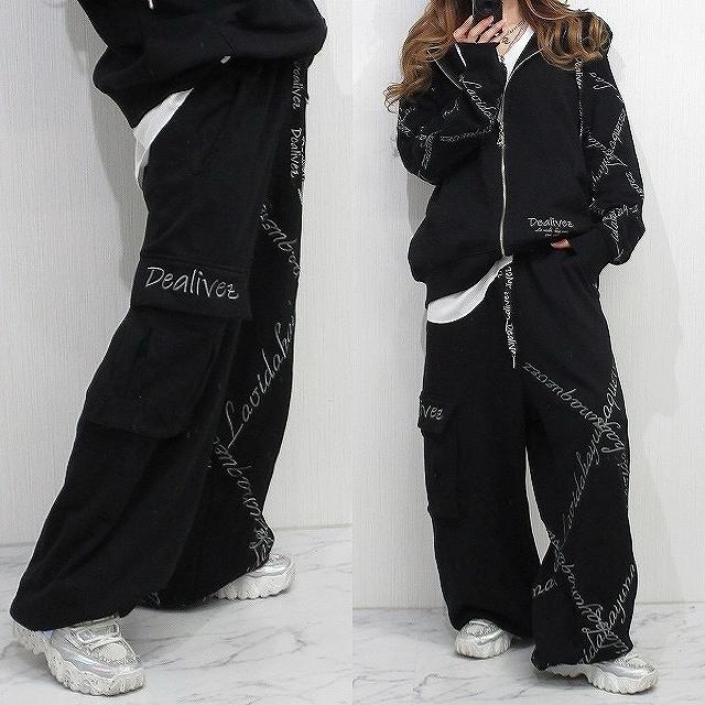 Dealivez クロスチェーン ALL刺繍 ロゴ 立体カーゴポケット付 Wide