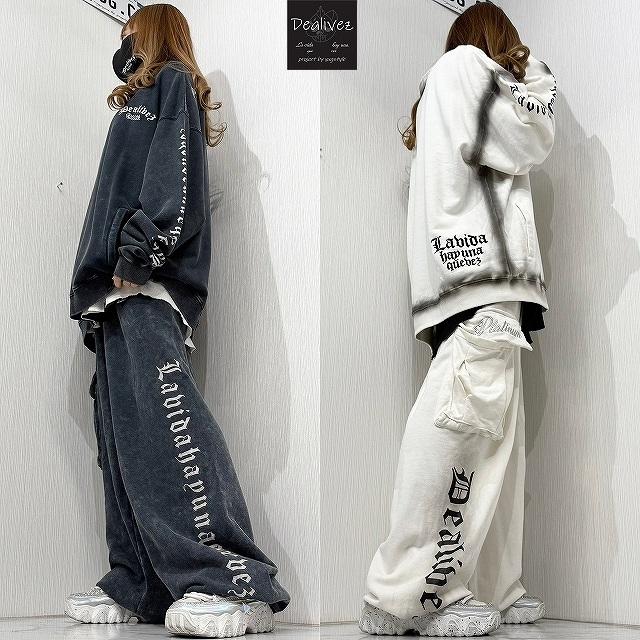 Dealivez Platinum・Black Letter 特殊加工 刺繍 スウェット