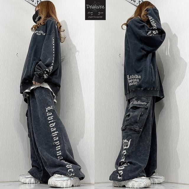Dealivez Platinum・Black Letter 特殊加工 刺繍 スウェット