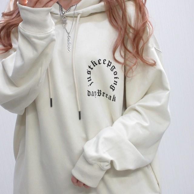 Backロゴ クロス エンボス加工 スウェード 上質 パーカー オーバー 