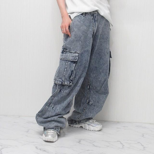 Wide カーゴデニム ケミカル Side立体ポケット カーゴパンツ Wide カーゴデニム ケミカル Side立体ポケット カーゴパンツ