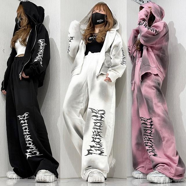 特殊加工 Wzip パーカー 袖ロゴ BIGパーカー ユニセックス : yugstyle