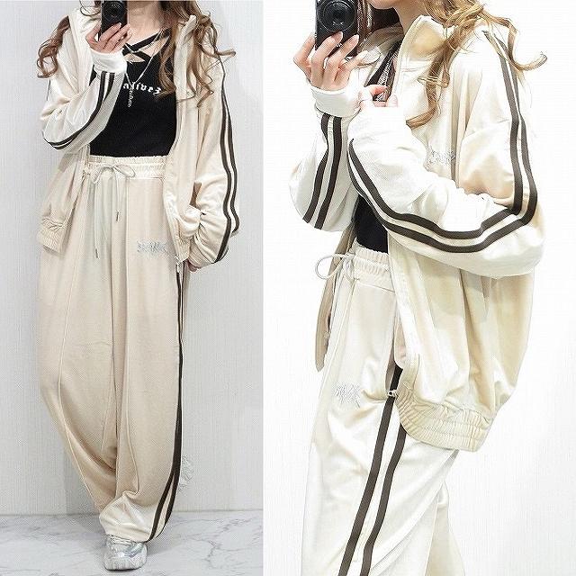 オーダーセットアップ SET UP 上下セット 上品ベロア 刺繍＆Sideライン 立襟ZIP