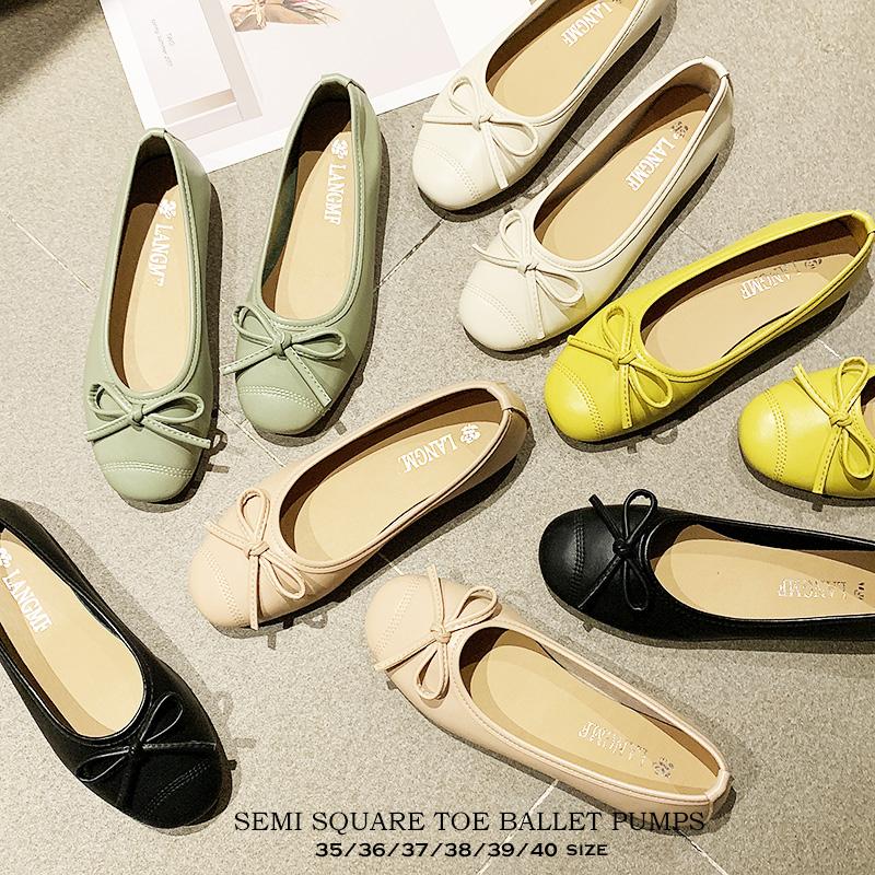 パンプス リボン付き 痛くない ローヒール ぺたんこ 柔らかい 歩きやすい フラットパンプス 疲れない 通勤 仕事 立ち仕事 オフィス おしゃれ ラウンドトゥ Yuhin 通販 Yahoo ショッピング