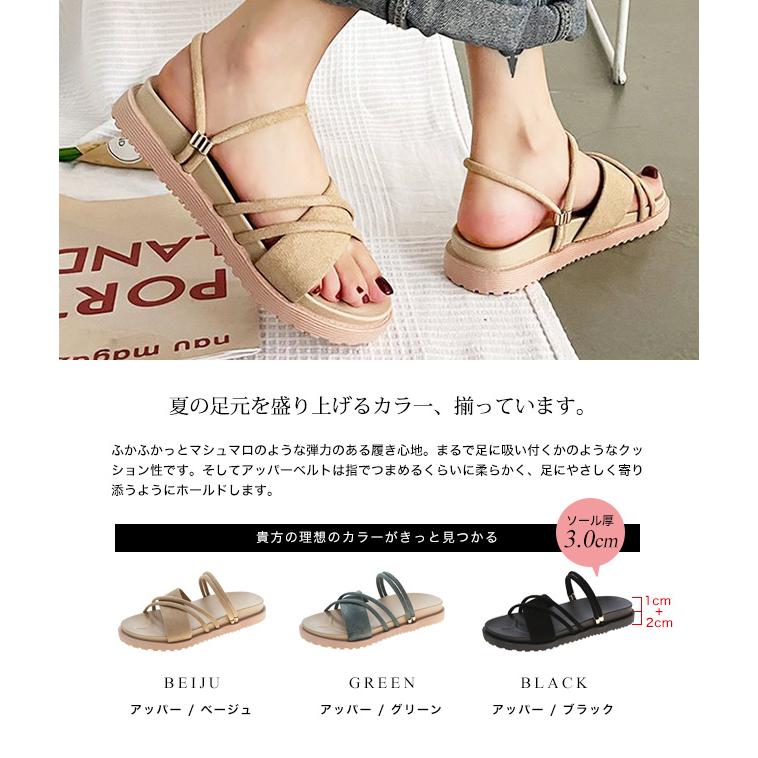 2WAYダブルストラップサンダル 3センチヒール レディース 春夏