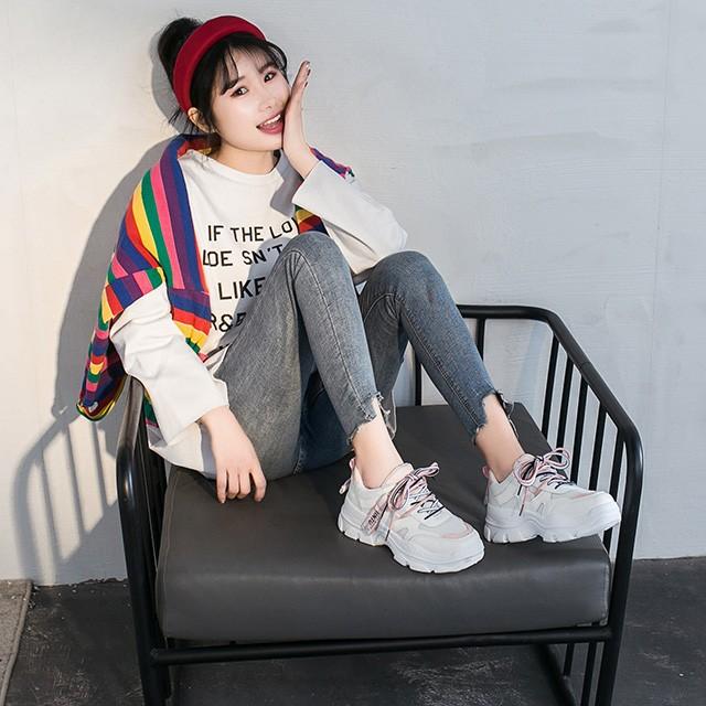 ダッドスニーカー 厚底 レディーススニーカー 春早割 春 新作 ファッションスニーカー おしゃれ ストリート ローカット 韓国ファッション Yuhin 通販 Yahoo ショッピング