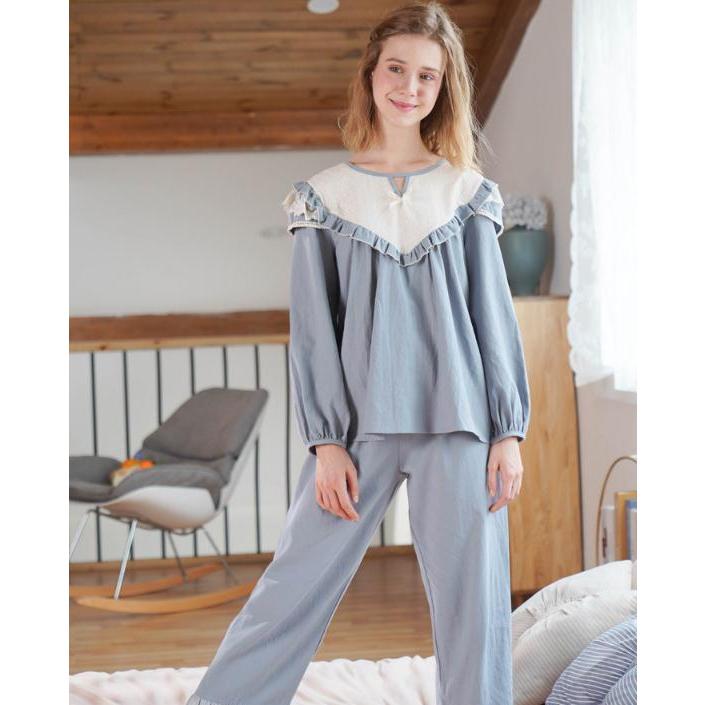 高速配送 パジャマ ルームウェア シャツパジャマ ナイトウェア 上下セット レディース 前開き 長袖 寝間着 部屋着 女性 V76 正規品 Terrarioskarungen Cl