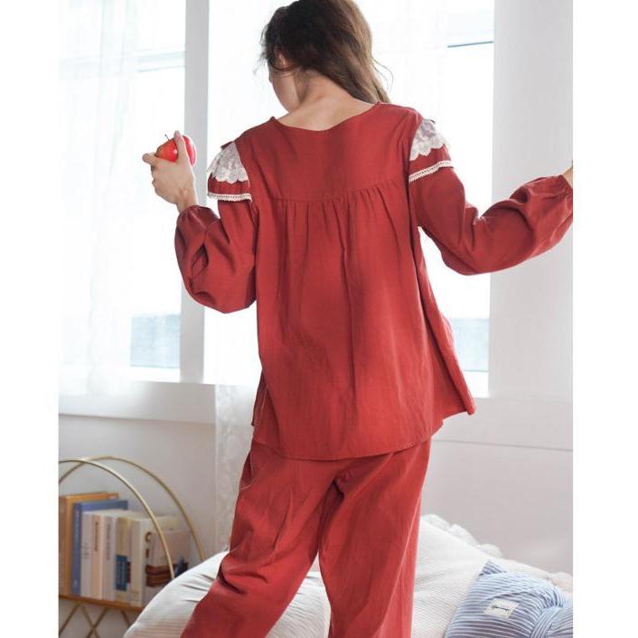 高速配送 パジャマ ルームウェア シャツパジャマ ナイトウェア 上下セット レディース 前開き 長袖 寝間着 部屋着 女性 V76 正規品 Terrarioskarungen Cl