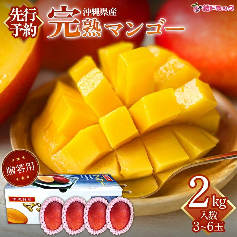 沖縄産マンゴー 2kg贈答用 入数:3~6玉 6月下旬〜8月上旬順次出荷 : 結 