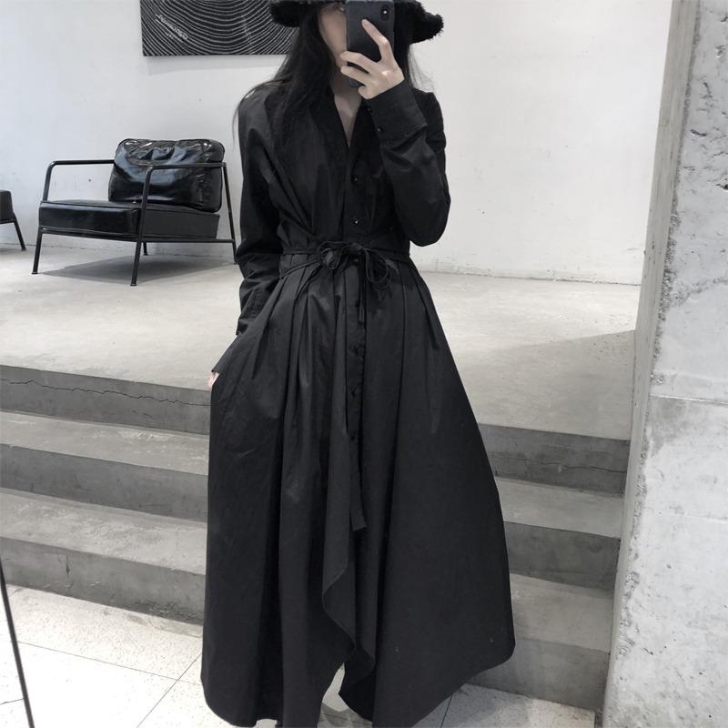 レディース アシンメトリー シャツ ワンピース 長袖 おしゃれ 流行 モード 変形デザイン イレギュラーヘム アシメ 個性的 モード系 ブラック 黒 ホワイト Hic061 Yuilmyshop 通販 Yahoo ショッピング