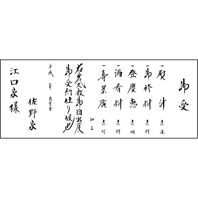 結納受書(黒塗台・のし・末広付)結納返し用・青白〔花-青〕｜yuinou-com｜02