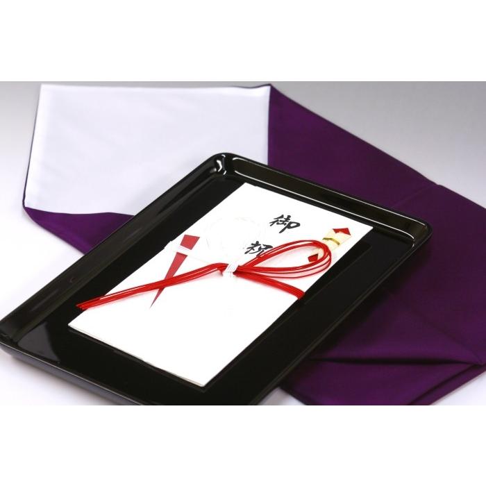 切手盆 家紋入 8寸(越前塗)木製 漆塗り 漆器 定紋8号(13)丸に横木瓜