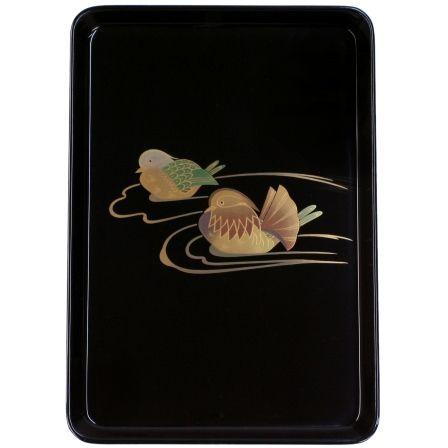 切手盆(越前塗)木製 漆塗り 漆器 磨蒔絵(おしどり) 9号(9寸)横 切手盆(越前塗)木製 漆塗り 漆器 磨蒔絵(おしどり) 9号(9寸)横