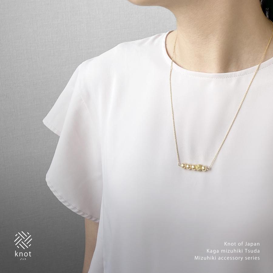 ac0381あわじ玉パール5連 水引ネックレス ゴールド : 創業100年 加賀