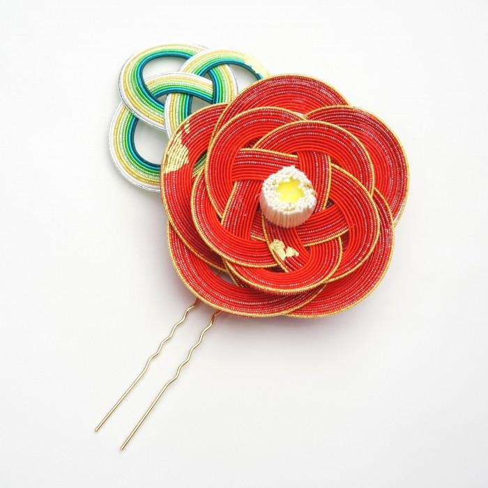 本べっ甲螺鈿細工簪 作家物 鼈甲 簪 螺鈿蒔絵 菊霞模様(吉祥文) 081811