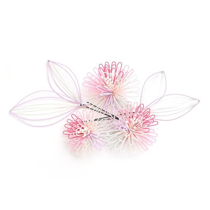 ha0101ポンポン菊のかんざし5点セット　ピンク