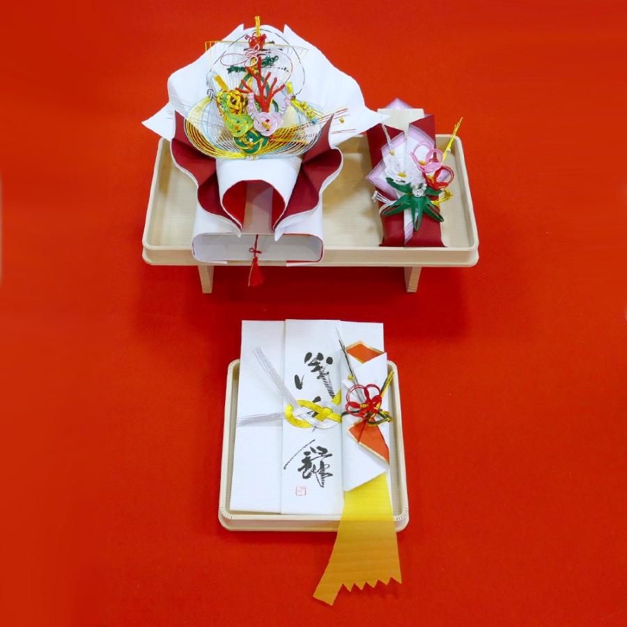 結納品セット 3品 結納金と末広と長熨斗（目録と毛氈付き）【略式結納