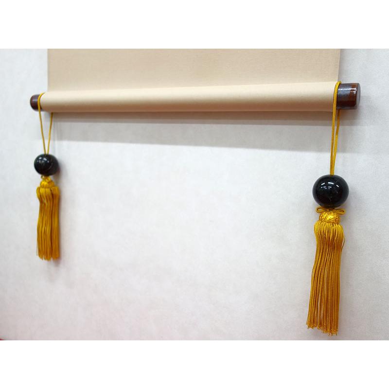 風鎮 オニキス（黒系・丸玉）（房色：紫色/緑色/金茶色/紫色）（掛軸