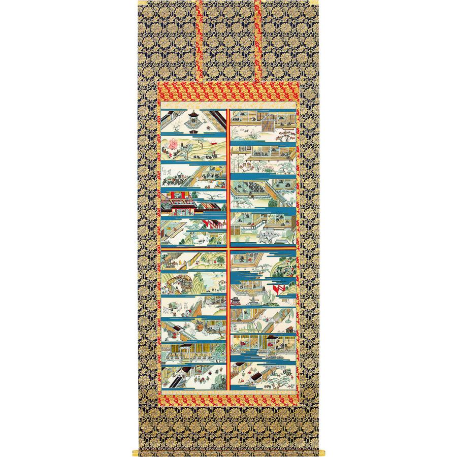 掛軸 (掛け軸) 親鸞聖人御絵伝 伊藤香川 大幅 約横83×縦195cm b1093