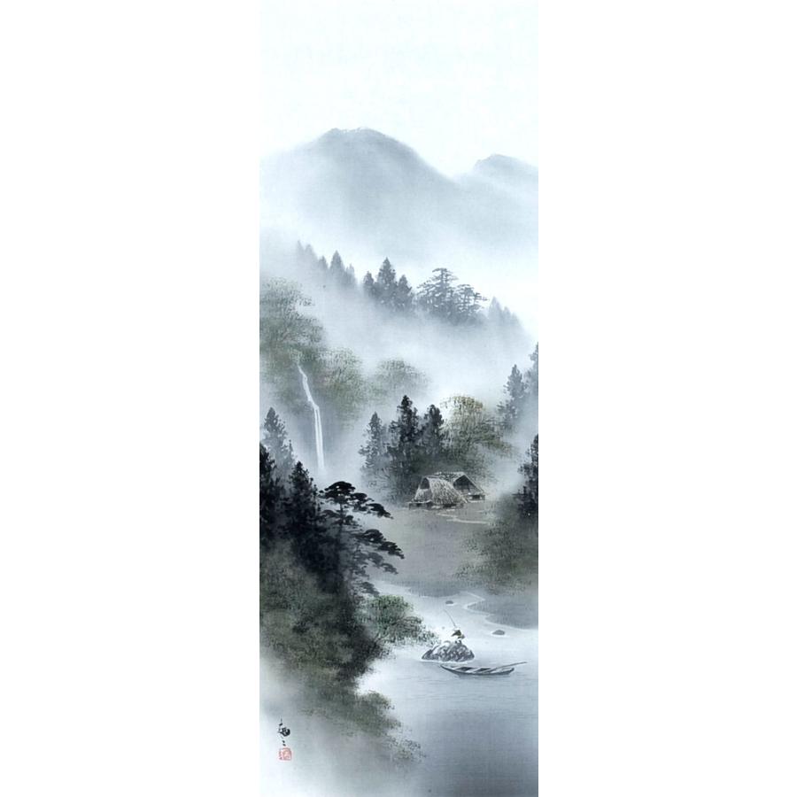彩色山水 掛軸 掛け軸本舗 彩色山水掛軸(掛け軸） 林春生