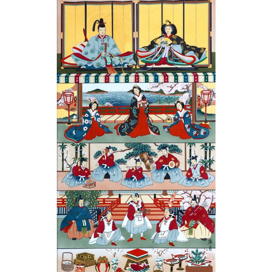 お雛様掛軸 (掛け軸) 小林翠月 お雛様 （尺八アンドン）約横71×縦174cm