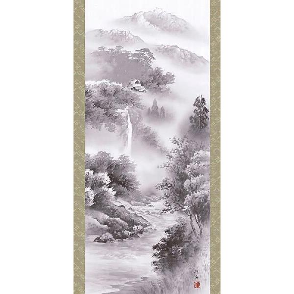 掛軸 (掛け軸) 悠景彩遷 長江桂舟 尺五立 約横54.5×縦190cm b205-19 山水 風景 風水 事務所 店舗 移転 開店 開業 新築 落成の画像