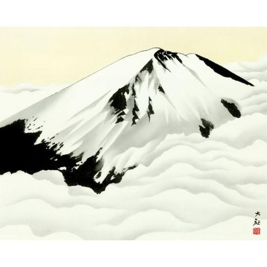 掛軸 (掛け軸) 冨士聳ゆ 横山大観 尺五横 約横54.5cm×縦110cm b9157 日本画 巨匠 お祝い 御祝 贈答 贈り物_1