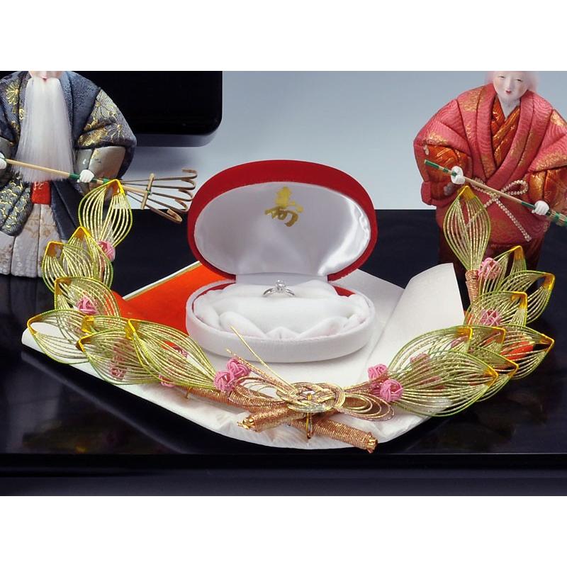 結納 コンパクト結納品 たまてばこセット 5点(高砂人形付)（毛せん付