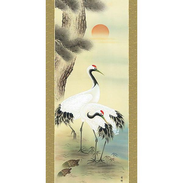 掛け軸 上村松園筆「初雪」太巻き付 リトグラフ 縁起物 冬掛け 掛け軸