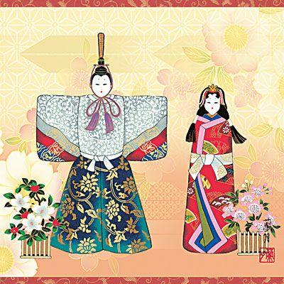 掛け軸/おひな様/貝合ひなの図 お雛様 掛軸 掛け軸 立雛 吉井蘭月 【尺五横】 結納屋さん.com d4411