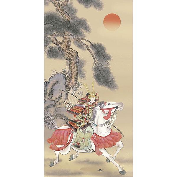 端午の節句掛軸 (掛け軸) 長江桂舟 白馬武者 尺五立 約横54.5×縦190cm d5204 端午の節句 初節句 子供の日 武者 兜 鯉 鯉のぼり 昇鯉 菖蒲 尚武 勝負の画像
