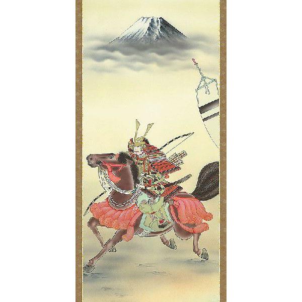 端午の節句掛軸 (掛け軸) 若武者 長江桂舟 （尺五立）約横54.5×縦190cm d5404 端午の節句 初節句 子供の日 武者 兜 鯉 鯉のぼり 昇鯉 菖蒲 尚武 勝負の画像