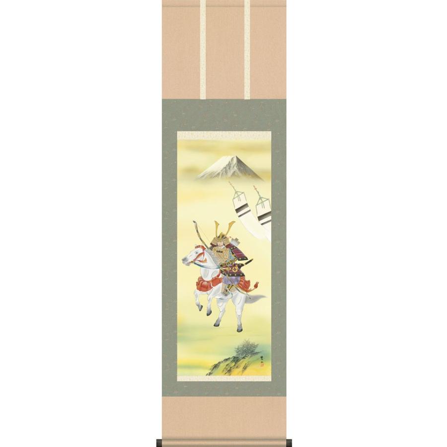 端午の節句掛軸 (掛け軸) 白馬武者 唐沢碧山 （尺三立）約横45×縦164cm d5809 端午の節句 初節句 子供の日 武者 兜 鯉 鯉のぼり 昇鯉 菖蒲 尚武 勝負